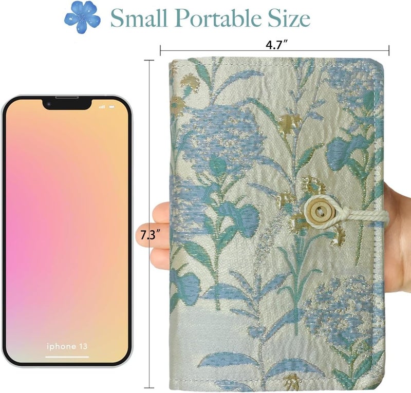 ipoul Flower Embroidery Refillable Journal, A6 Binder 6 Ring, Budget Binder, Planner Binder, Refillable Notebook, Travel Diary for Women, Gift for Friends Female, Teen Girl Gifts, Blue Forget-me-not - Image 5
